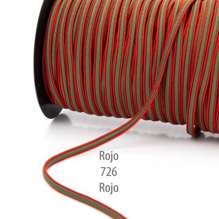 Cordón elástico dos colores TR6, 6 mm - Rollo 100 mts