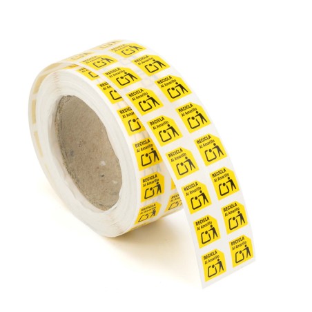 Etiquetas adhesivas polipropileno 10 mm envases "recicla al amarillo",ecoembes - Rollo 2000 uds