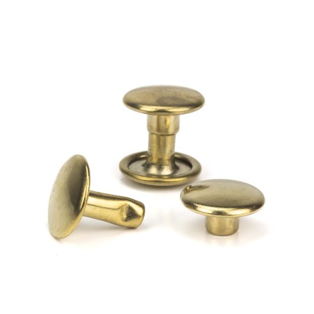 Remache Ø9 mm Hierro Dorado, doble tapa calotado, para cuero