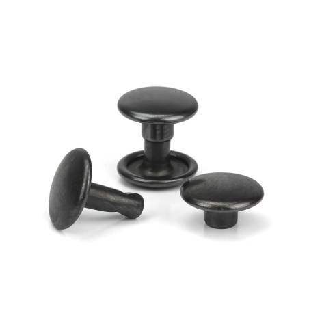 Remache Ø9 mm Hierro Pavonado (negro) , doble tapa calotado, para cuero