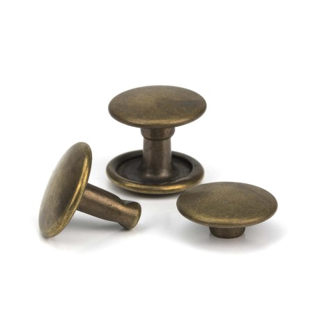 Remache Ø11 mm Hierro Oro viejo, doble tapa calotado, para cuero