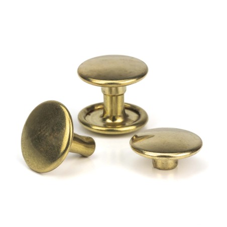 Remache Ø11 mm Hierro Dorado, doble tapa calotado, para cuero
