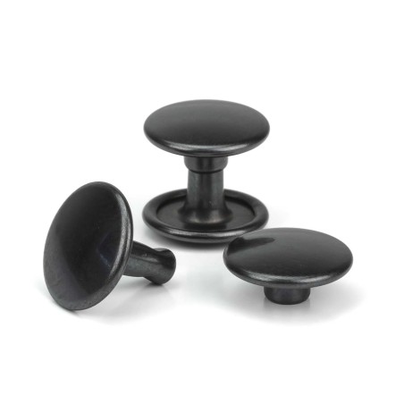 Remache Ø11 mm Hierro Pavonado (Negro), doble tapa calotado, para cuero