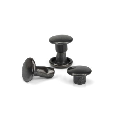 Remache Ø7 mm Hierro Pavonado (negro), doble tapa calotado, para cuero