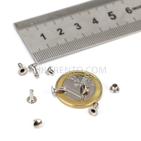 Mini Remache Ø5 mm Latón níquel plateado, para...