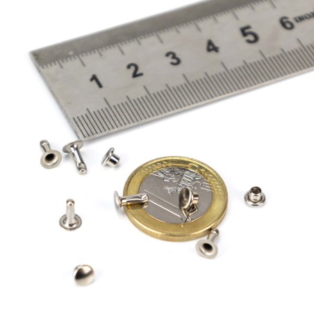 Mini Remache Ø5 mm Latón níquel plateado, para cuero