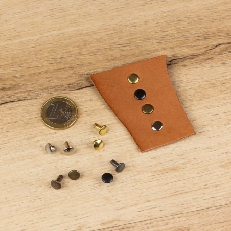 Remache Ø7 mm Hierro níquel plateado, doble tapa calotado, para cuero