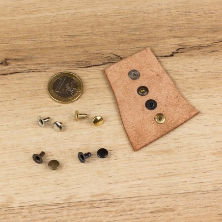 Remache Ø7 mm Hierro Pavonado (negro), doble tapa calotado, para cuero