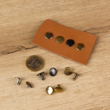 Remache Ø11 mm Hierro Oro viejo, doble tapa calotado, para cuero