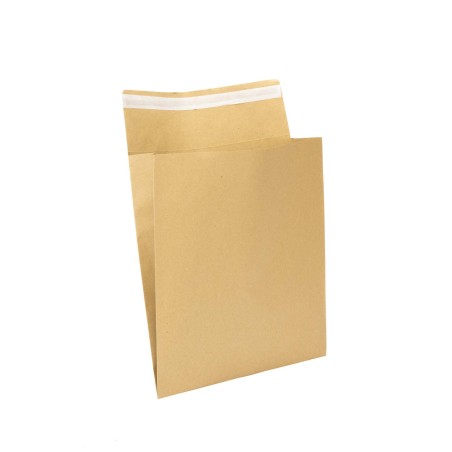 Sobre de envío papel kraft con fuelle 100 g/m², 29x8x33 cm, cierre adhesivo