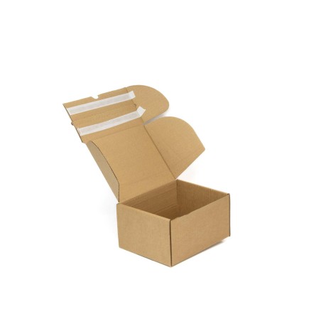 Caja pequeña cartón e-commerce 20x15x10 cm automontable con doble adhesivo para retorno - Pack 25