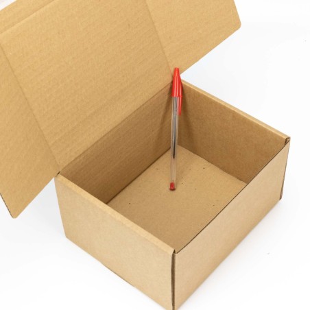 Caja pequeña cartón e-commerce 20x15x10 cm automontable con doble adhesivo para retorno - Pack 25