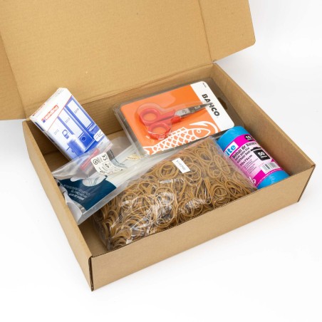 Caja cartón e-commerce 40x30x10 cm automontable con doble adhesivo para retorno - Pack 15