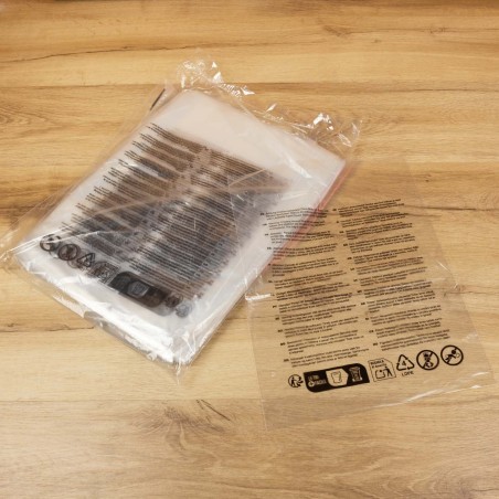 Bolsa transparente texto seguridad normativa europea perforada 30x40 cm - Pack 250 uds