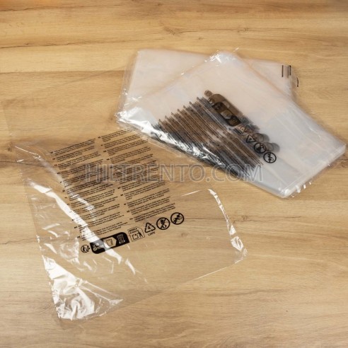 Bolsa transparente texto seguridad normativa...