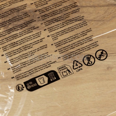 Bolsa transparente texto seguridad normativa...