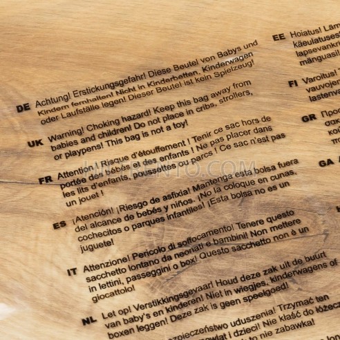 Bolsa transparente texto seguridad normativa...