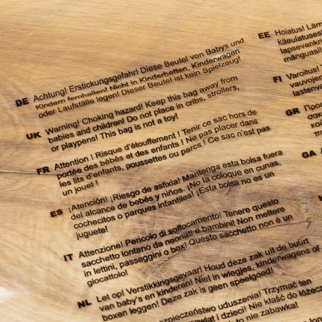 Bolsa transparente texto seguridad normativa europea perforada 40x60 cm - Pack 100 uds