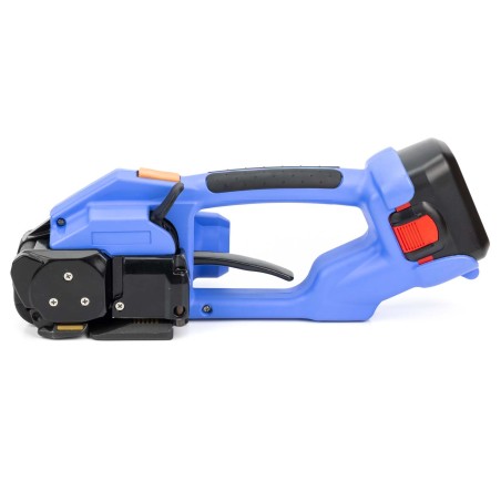 Flejadora portátil eléctrica + 2 baterías, para fleje 13-16 mm, con soldadura, apriete y corte automático