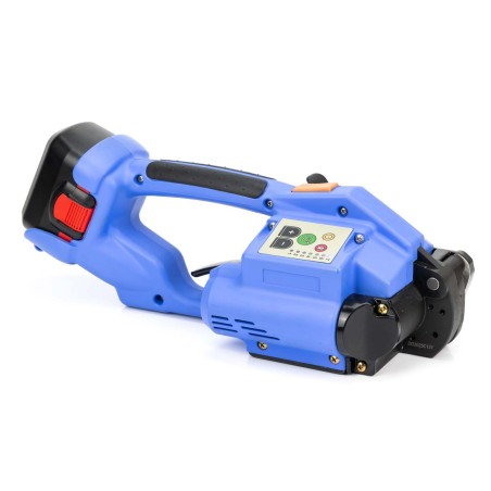 Flejadora portátil eléctrica + 2 baterías, para fleje 13-16 mm, con soldadura, apriete y corte automático