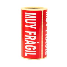 Etiquetas adhesivas "muy frágil" 110x50 mm - Rollo 200 uds