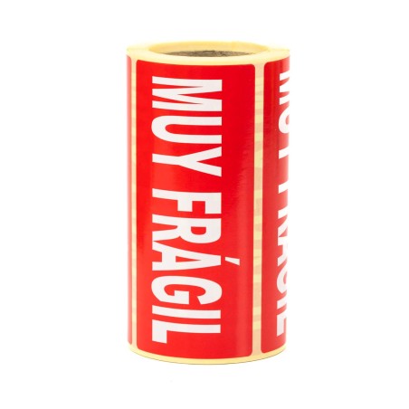 Etiquetas adhesivas "muy frágil" 110x50 mm - Rollo 200 uds