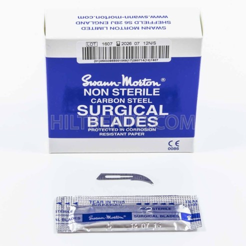 Cuchilla calar bisturí quirúrgico Nº12 Swann Morton - Pack 5 uds