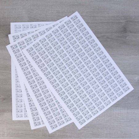 Etiquetas adhesivas blancas papel 23x15 mm envases "recicla al amarillo + azul ",ecoembes - 600 uds