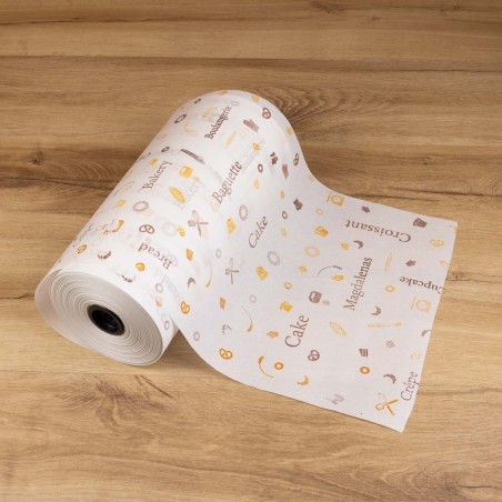 Bobina papel panadería y pastelería impreso, para envolver alimentos - 31 cm 3,5 kg