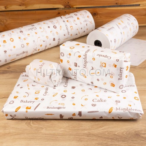 Bobina papel panadería y pastelería impreso,...
