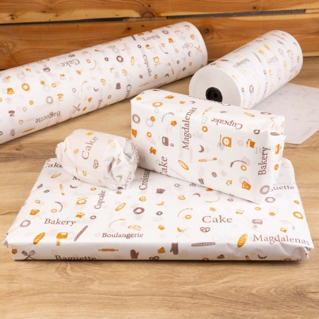 Bobina papel panadería y pastelería impreso, para envolver alimentos - 62 cm 7 kg