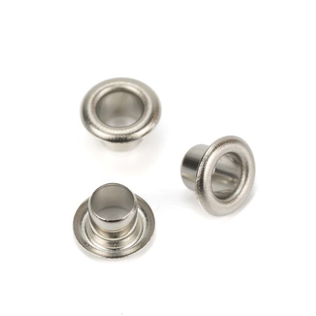 Ojete metálico 4 mm Hierro níquel plateado - Caja 5000 uds
