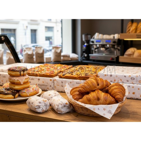 Bobina papel panadería y pastelería impreso,...