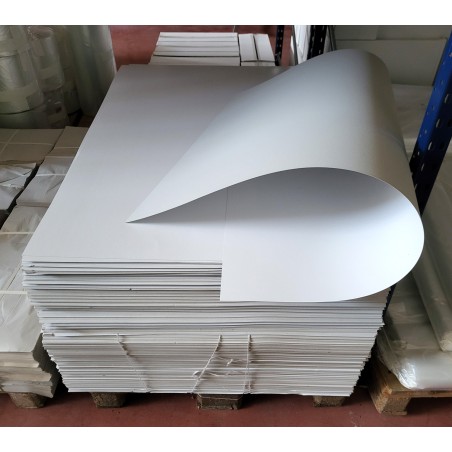 10 Planchas cartón estucado grande blanco 108x80 cm, espesor 0.6 mm, 450 g/m²