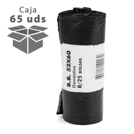Bolsa basura negra 52x60 cm 25 L - Caja 65 rollos