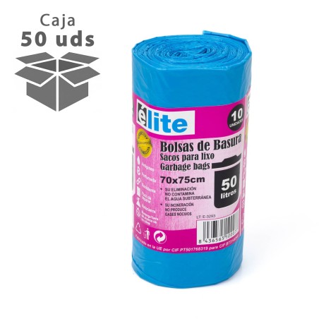 Bolsa basura Azul perfumada 70x75 cm 50 litros - Caja de 50 rollos