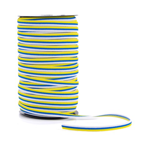 Cinta elástica 10 mm bandera Canarias, para pulseras - 300 metros