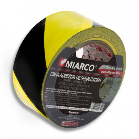 Precinto señalización seguridad 50mm x 33 metros, Negro-Amarillo
