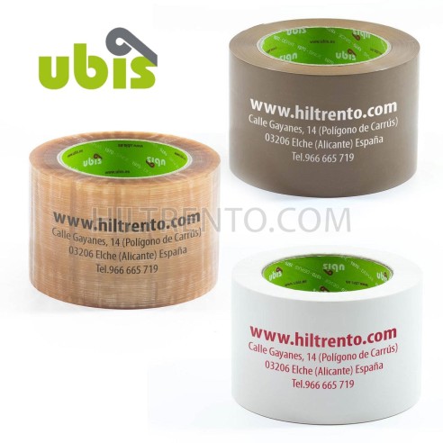 Precinto personalizado 72 mm x 132 metros Marrón, blanco, transp.