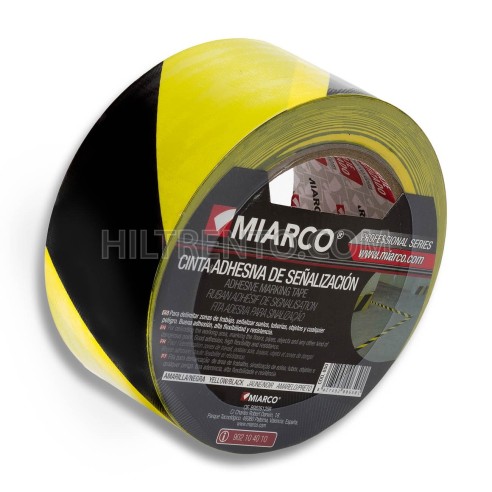Precinto señalización seguridad 50mm x 33 metros, Negro-Amarillo
