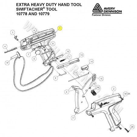 Repuesto empuñadura derecha cuerpo pistola navetes AVERY DENNISON