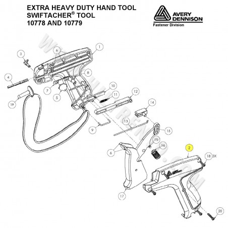 Repuesto empuñadura derecha cuerpo pistola navetes AVERY DENNISON