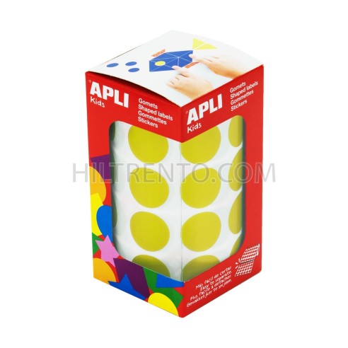 Rollo gomets redondos apli 20 mm amarillo