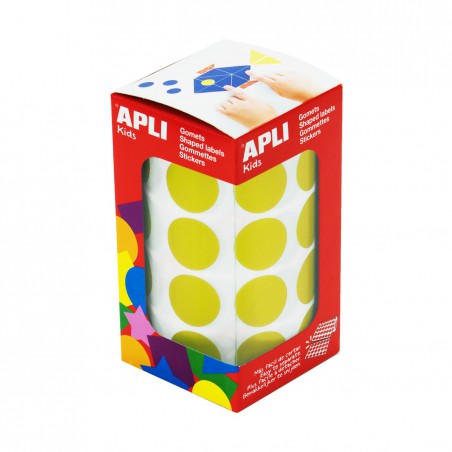 Rollo gomets redondos apli 20 mm amarillo