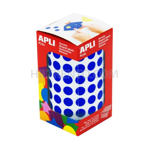Rollo gomets redondos apli 10.5 mm azul