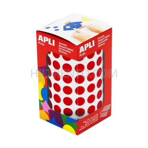 Rollo gomets redondos apli 10.5 mm rojo