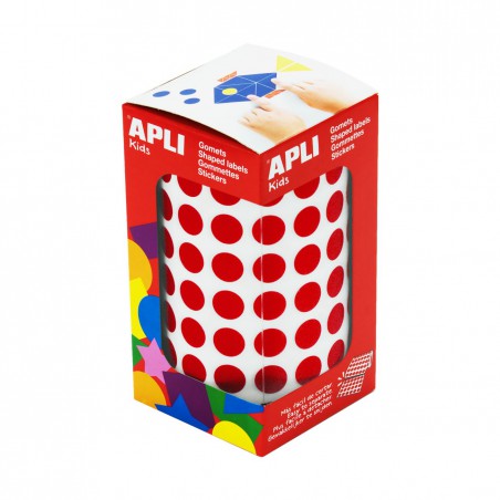 Rollo gomets redondos apli 10.5 mm rojo