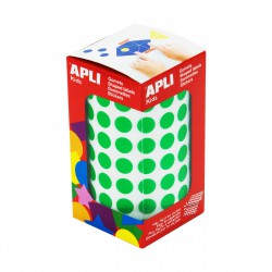 Rollo gomets redondos apli 10.5 mm verde