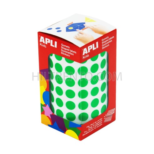 Rollo gomets redondos apli 10.5 mm verde