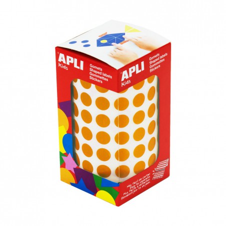 Rollo gomets redondos apli 10.5 mm naranja